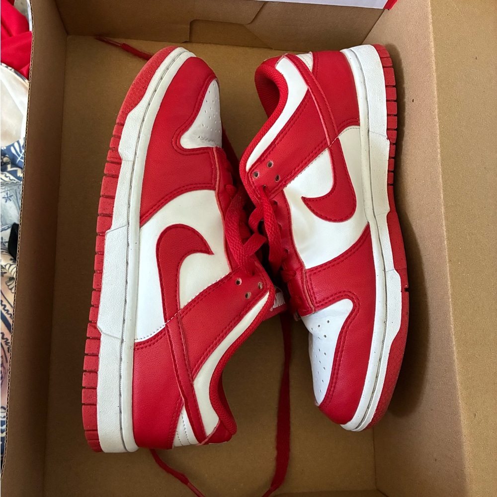 Nike Low-Top Dunk Sneakers in Red and White